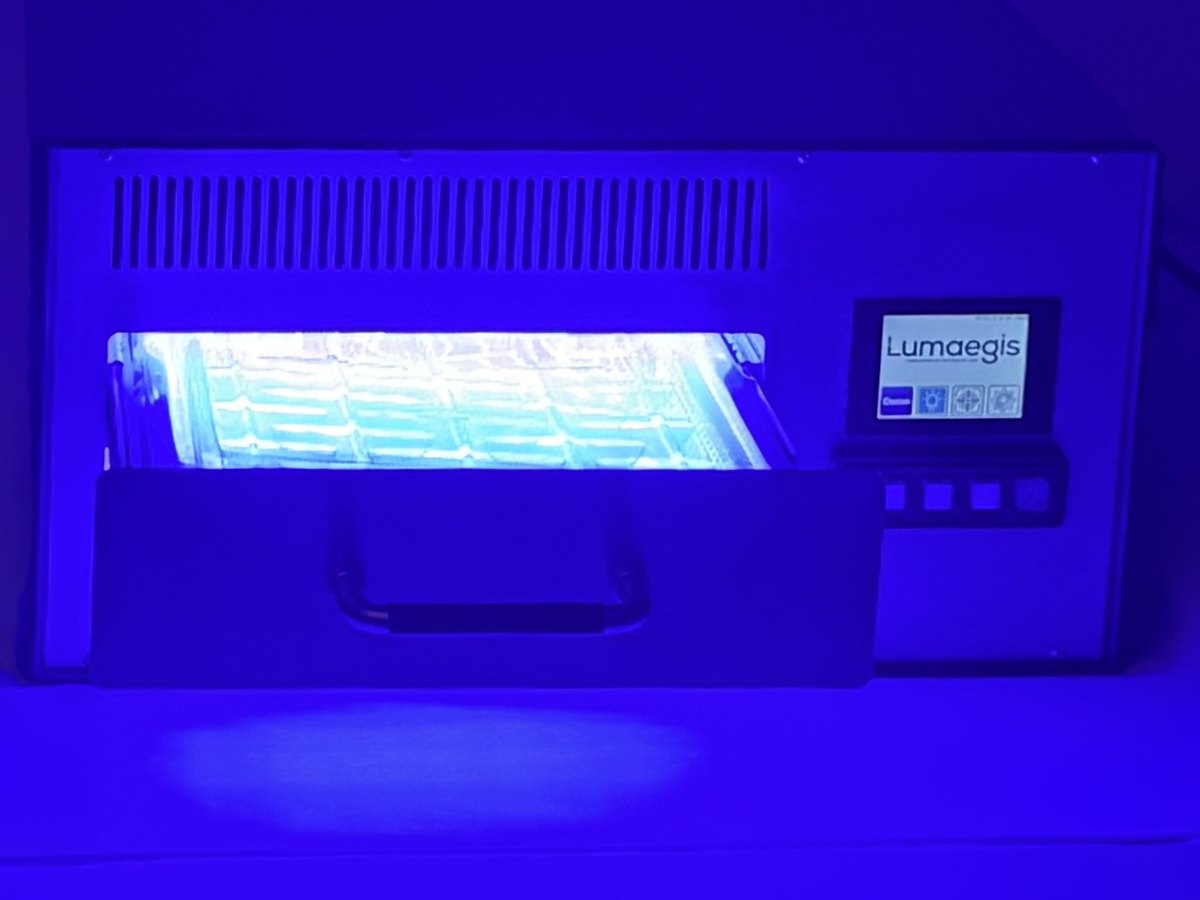 RadBox prototype running a germicidal light cycle