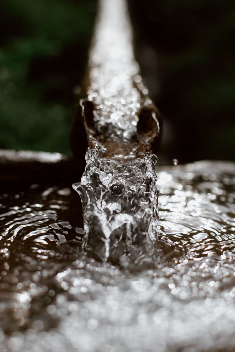 Clean water pouring from a spout